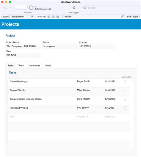 Filemaker Project Management Template