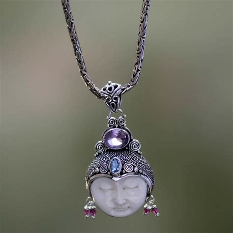 Unique Women's Sterling Silver and Amethyst Necklace - Dreamer | NOVICA