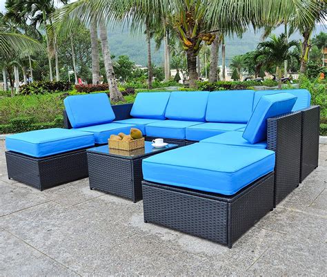 Mcombo Patio Furniture Sectional 9 Pieces Wicker Sofa Set All-Weather ...