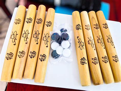 Some Baseball Bats Are Sitting On A Table