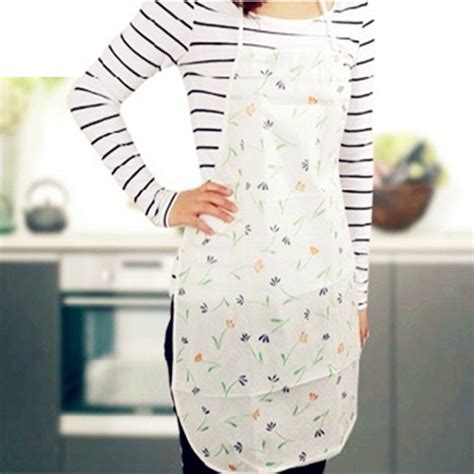 Flowers Waterproof Cooking Apron Cooking Tools Aprons Kitchen Apron Satin Adult Apron Waterproof