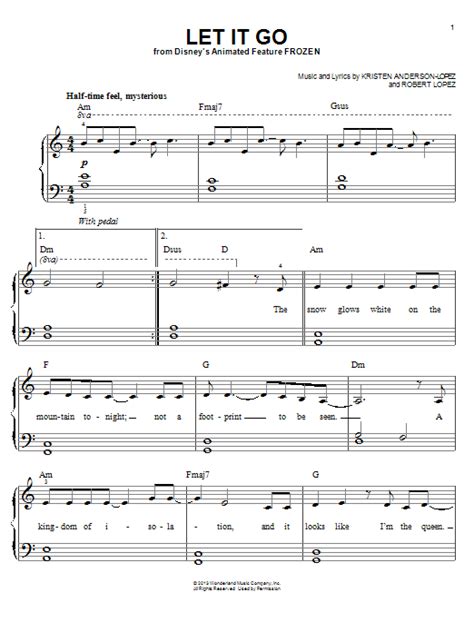And the song let it go of this movie became one of the favorites of most of the people. Let It Go (from Frozen) Sheet Music | Idina Menzel | Very ...