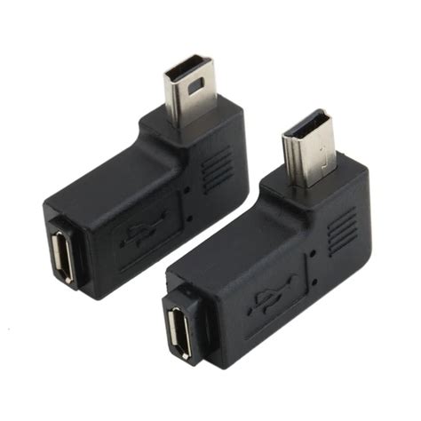 USB Micro Pin Female To Mini Pin Male Degree Angle Right Adapter Converter In Computer