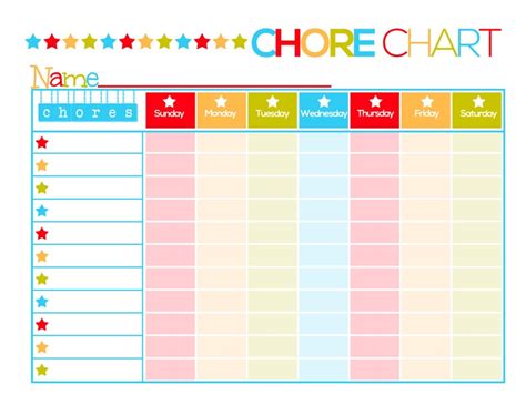 Kids Printable Chore Chart Etsy