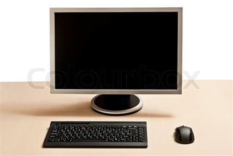 Black Keyboard Mouse And Monitor On A Stock Image Colourbox