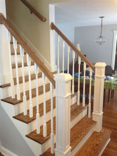 Newel Post Redo Refinished The Stairs Painted The Risers And Used The