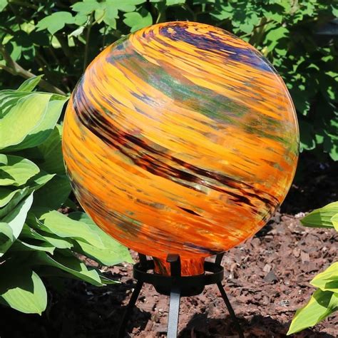 Sunnydaze Decor 10 In Diameter Orange Blown Glass Gazing Ball In The