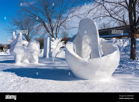 Snow Sculptures At The Festival Du Voyageur In Winnipeg Manitoba