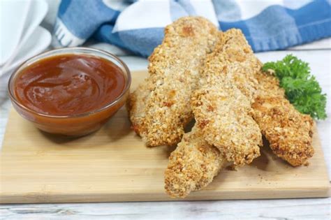 Transfer to shallow dish, let cool slightly, then stir. Air Fryer Panko Chicken Tenders with Pretzel Crust