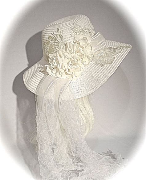 Lace Bridal Hat White Wedding Accessories Garden By Marcellefinery