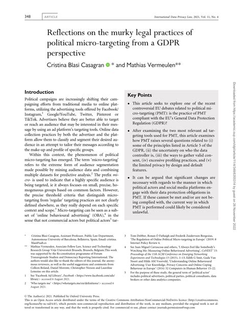 Pdf Reflections On The Murky Legal Practices Of Political Micro Targeting From A Gdpr Perspective