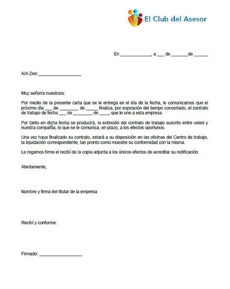 Carta Preaviso Fin De Contrato Ejemplo De Carta Comercial Carta De