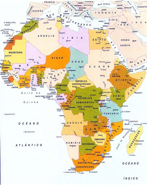 Politico Mapa De Africa Trabajo Sobre Los Continentes Los Continentes Mapa Actualizado