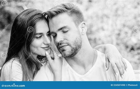 Attractive Couple Sexual Attraction Relaxing With Darling Lovers Cuddling Couple In Love