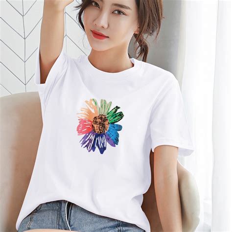 Little Daisy Orange Short Sleeved T Shirt Women 2020 New Summer Korean Version Loose And