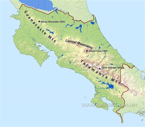 Physical Map Of Costa Rica Zip Code Map
