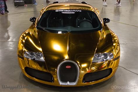 Gold Chrome Wrapped Bugatti Veyron Owned By Flo Rida Looks Grotesque