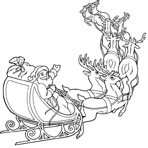 Santa Claus And Reindeer Coloring Pages