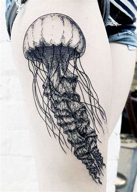 15 Amazing Black Ink Jellyfish Tattoos Luvthat