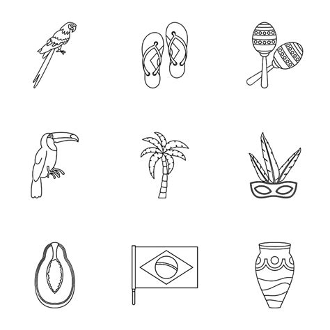 símbolos do conjunto de ícones do brasil png estilo vaso do imagem png e vetor para download