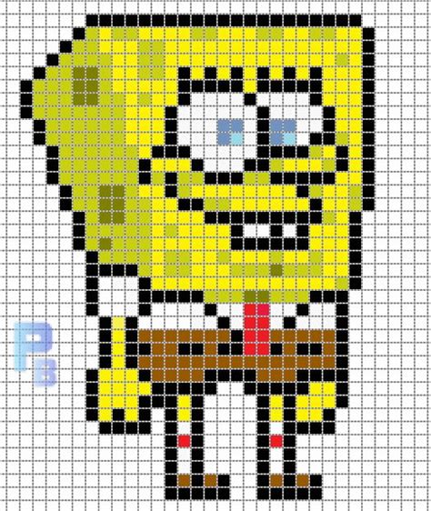 Sponge Bob Perler Pattern Pixel Art Grid Minecraft Pixel Art Pixel Art