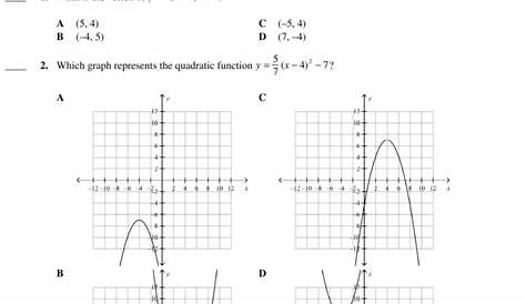 quadratic functions worksheets answer key