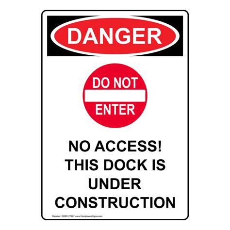 Portrait OSHA DANGER No Access Sign With Symbol ODEP 27687