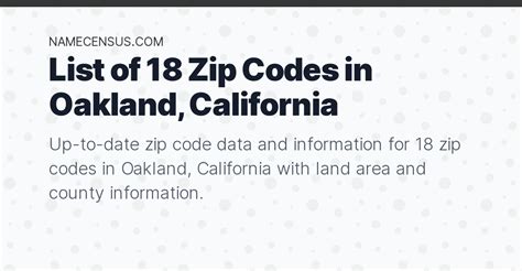 Oakland Zip Codes List Of 18 Zip Codes In Oakland California