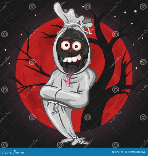 Vector Illustration Of Pocong Indonesian Javanese Ghost Lost Soul