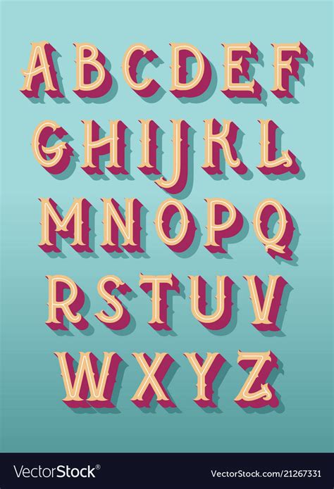 Original Retro Font Alphabet Royalty Free Vector Image