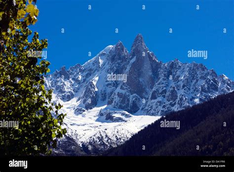 The Rock Spire Of The Aiguille Du Dru Chamonix Mont Blanc France Les