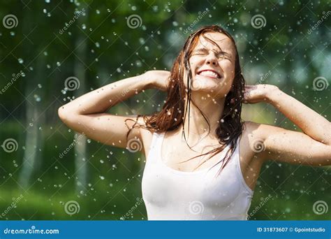 Enjoying With Hot Summer Rain Stock Image Image Of Purity Closed 31873607