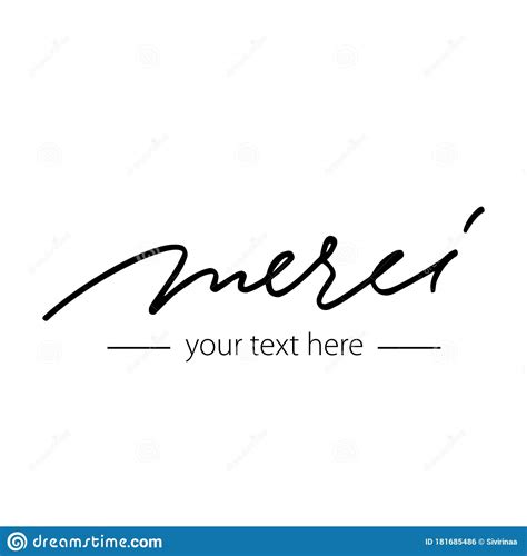 Vector Merci Calligraphy French Translation Of Thank You Phrase Hand