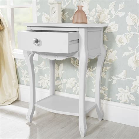 Juliette White Bedside Cabinet1 Drawer With Crystal Handlefrench