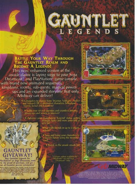 Gauntlet Legends Print Adposter Art Playstation Sega Dreamcast