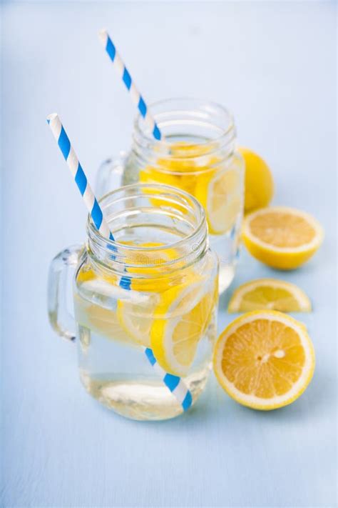 Refreshing Ice Cold Water With Lemon Stock Image Image Of Food