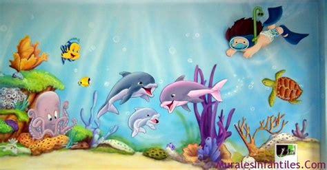 Mural Marino Mar Manualidades Mar Animado Fondo Marino Dibujo Y