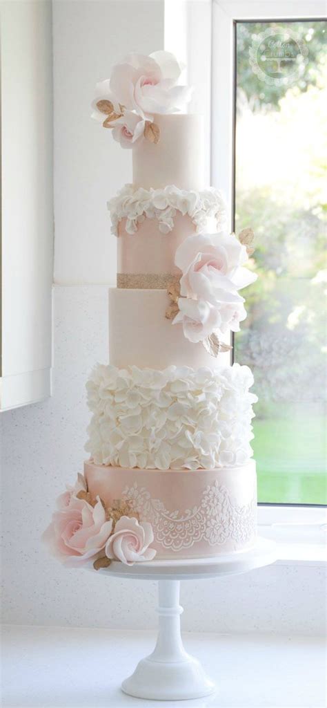 Light Pink And White Flower Wedding Cake Tier Wedding