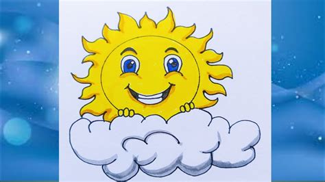 How To Draw Sun Step By Step Easy Sun And Cloud Drawing How To Draw