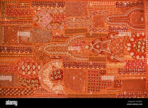 Detail Of Rajasthani Textile Jaisalmer Rajasthan India Stock Photo