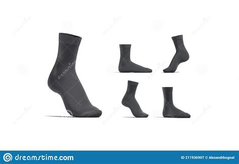 Blank Black Long Socks Mock Up Stand Different Views Stock Illustration Illustration Of