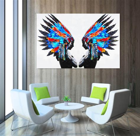 2018 Blue Feather Portrait Painting Native American