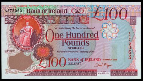 Bank Of Ireland 100 Pound Note 2005world Banknotes And Coins Pictures