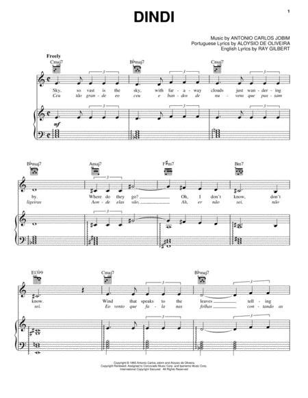 Dindi By Frank Sinatra Ray Gilbert Digital Sheet Music For Piano