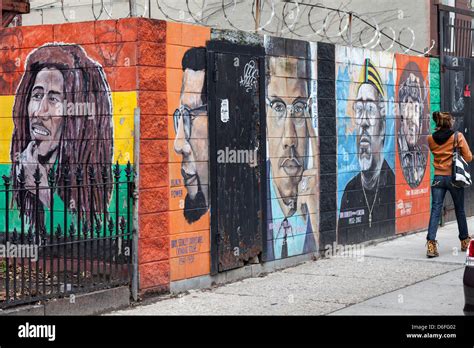 Mural Honors African American Role Models Bedford Stuyvesant Stock