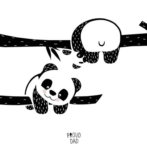 55% off, free s & h! Hang in there! cute panda bear children illustration / black and white animals drawing for kids ...