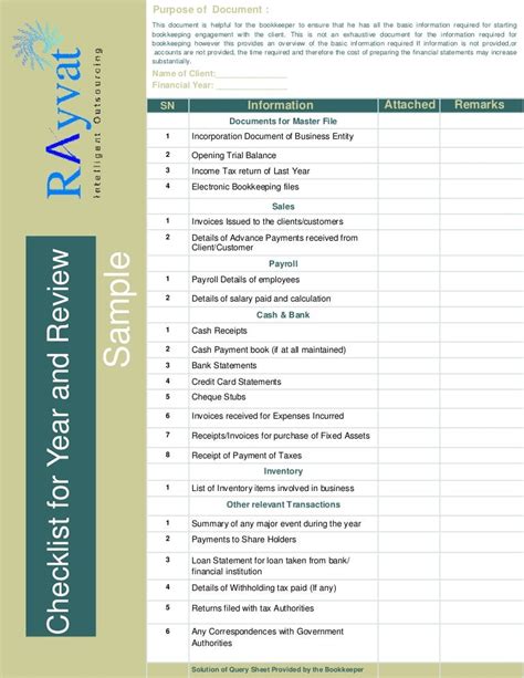 regulae checklist accounting