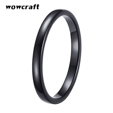 2mm women s black tungsten carbide polished classic engagement wedding band ring comfort fit