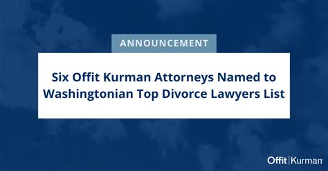Five Offit Kurman Attorneys Named To Washingtonian Top Divorce Lawyers List Offit Kurman