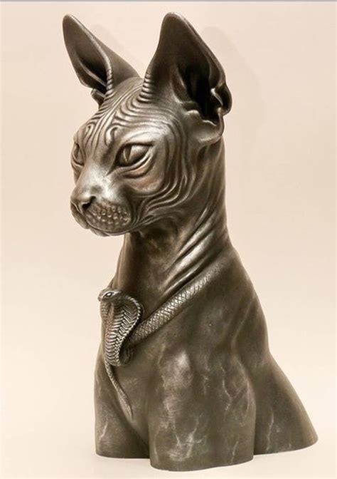 The Guardian Of Time Egyptian Cat Busthead Statue Sculpture In 2021